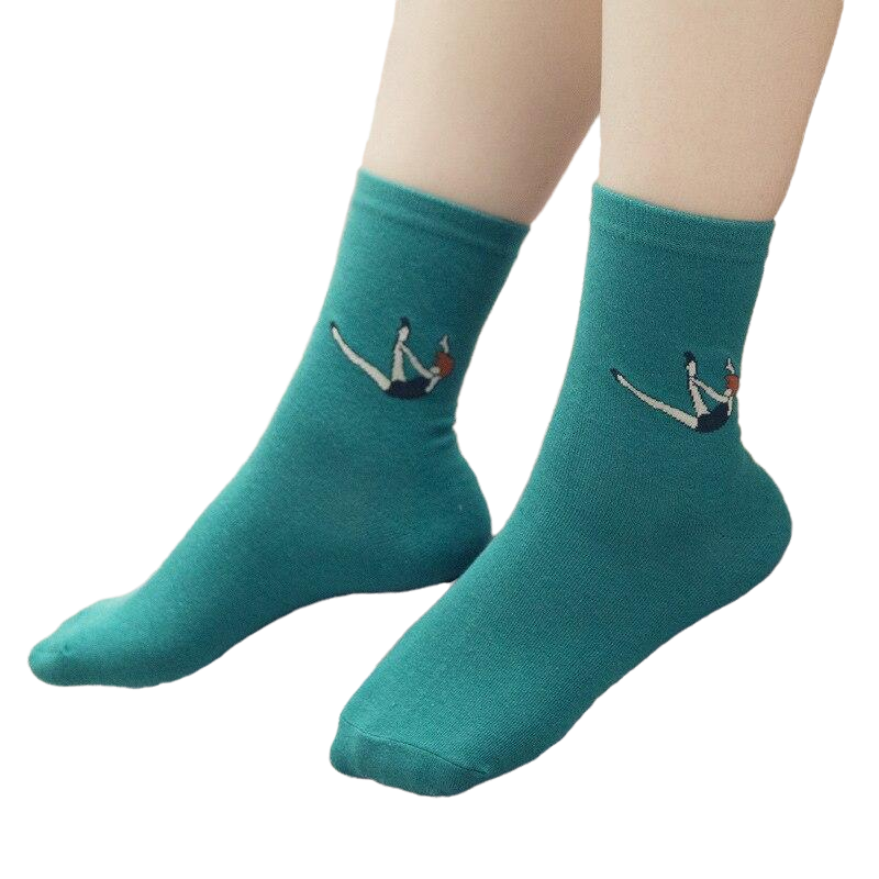 Solid Color Draw Cotton Socks - Green