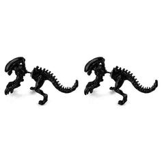 3D Cool Alien Stud Earrings for Everyday Style Black