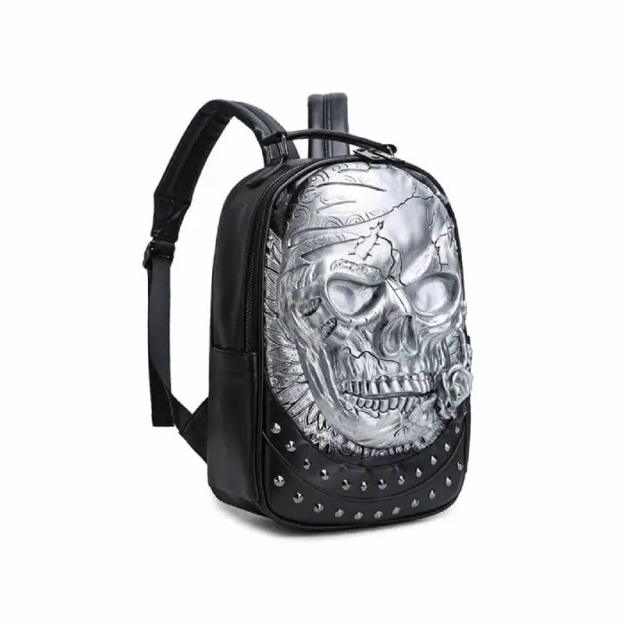 3D Embossed Skull with Rose PU Leather Backpack