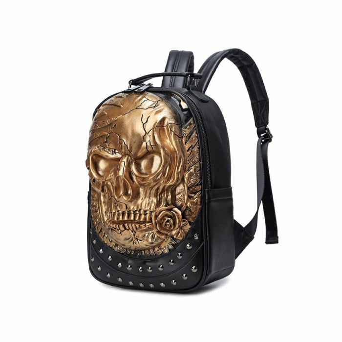 3D Embossed Skull with Rose PU Leather Backpack - Accesories