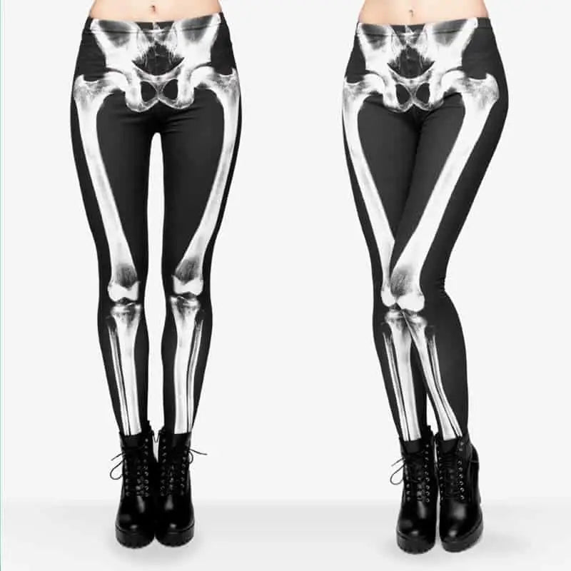 3D Punk Skeleton Leggings for Travel and Sports