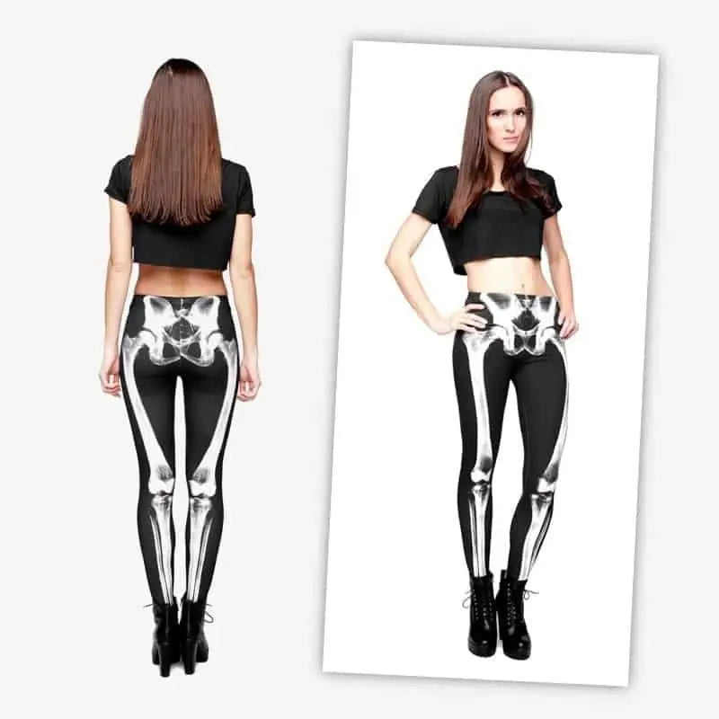 3D Punk Skeleton Leggings for Travel and Sports