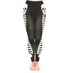 3D Punk Skeleton Leggings for Travel and Sports Black..