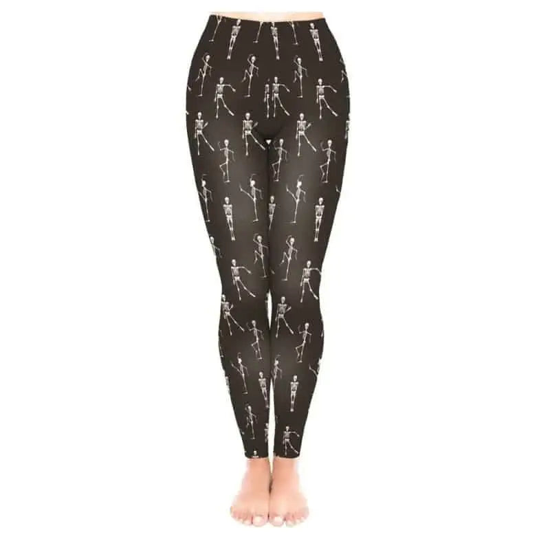 3D Punk Skeleton Leggings for Travel and Sports Grey