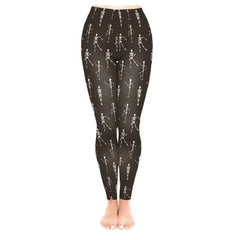 3D Punk Skeleton Leggings for Travel and Sports Grey