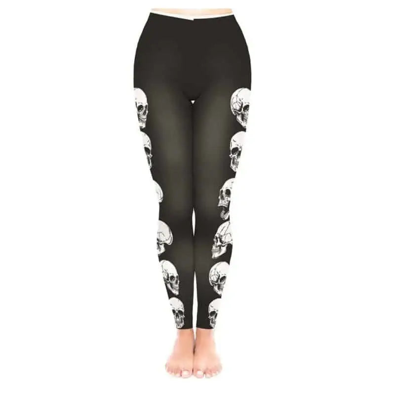 3D Punk Skeleton Leggings for Travel and Sports Grey.