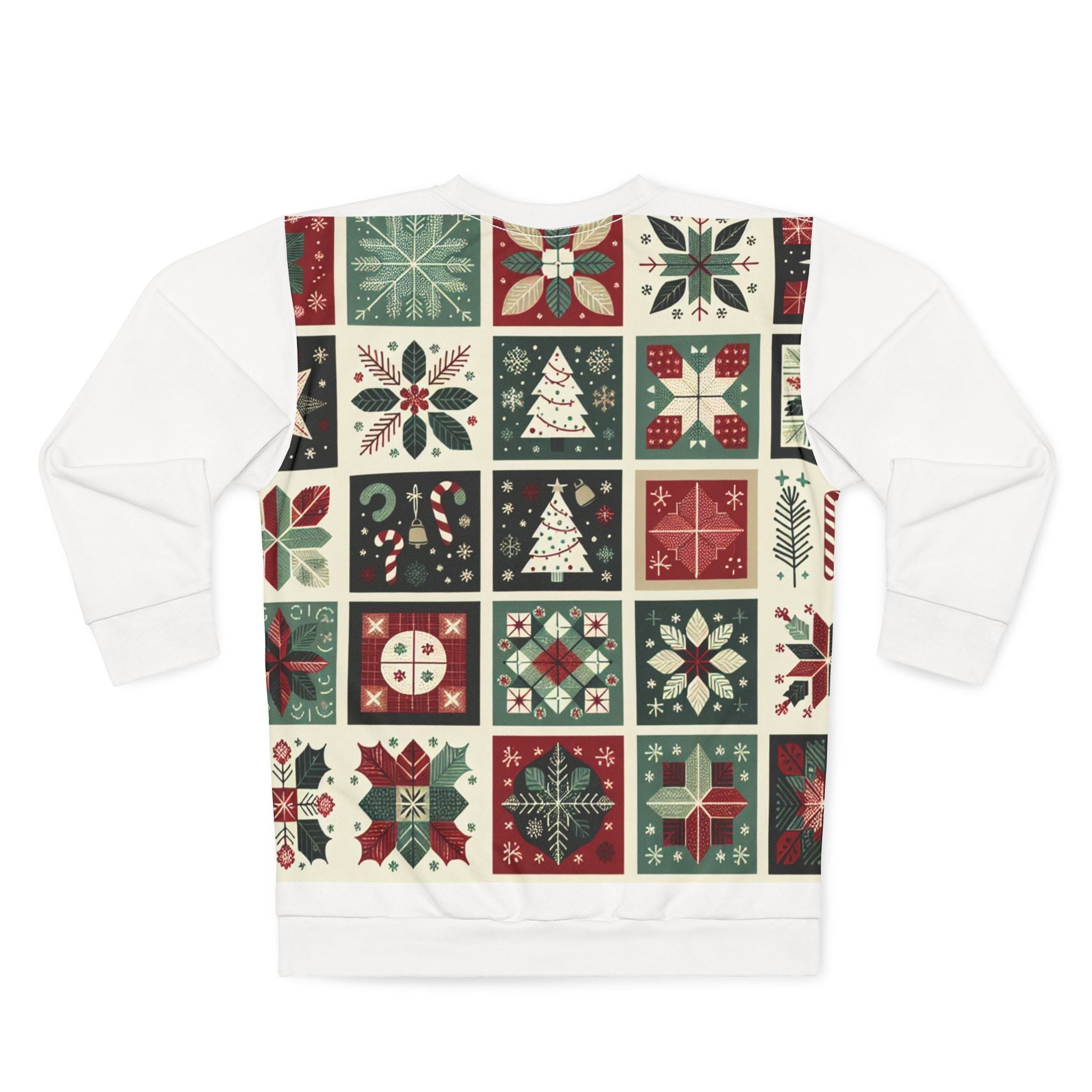 3D Quilt Pattern Christmas Sweatshirt Enchanted Yuletide