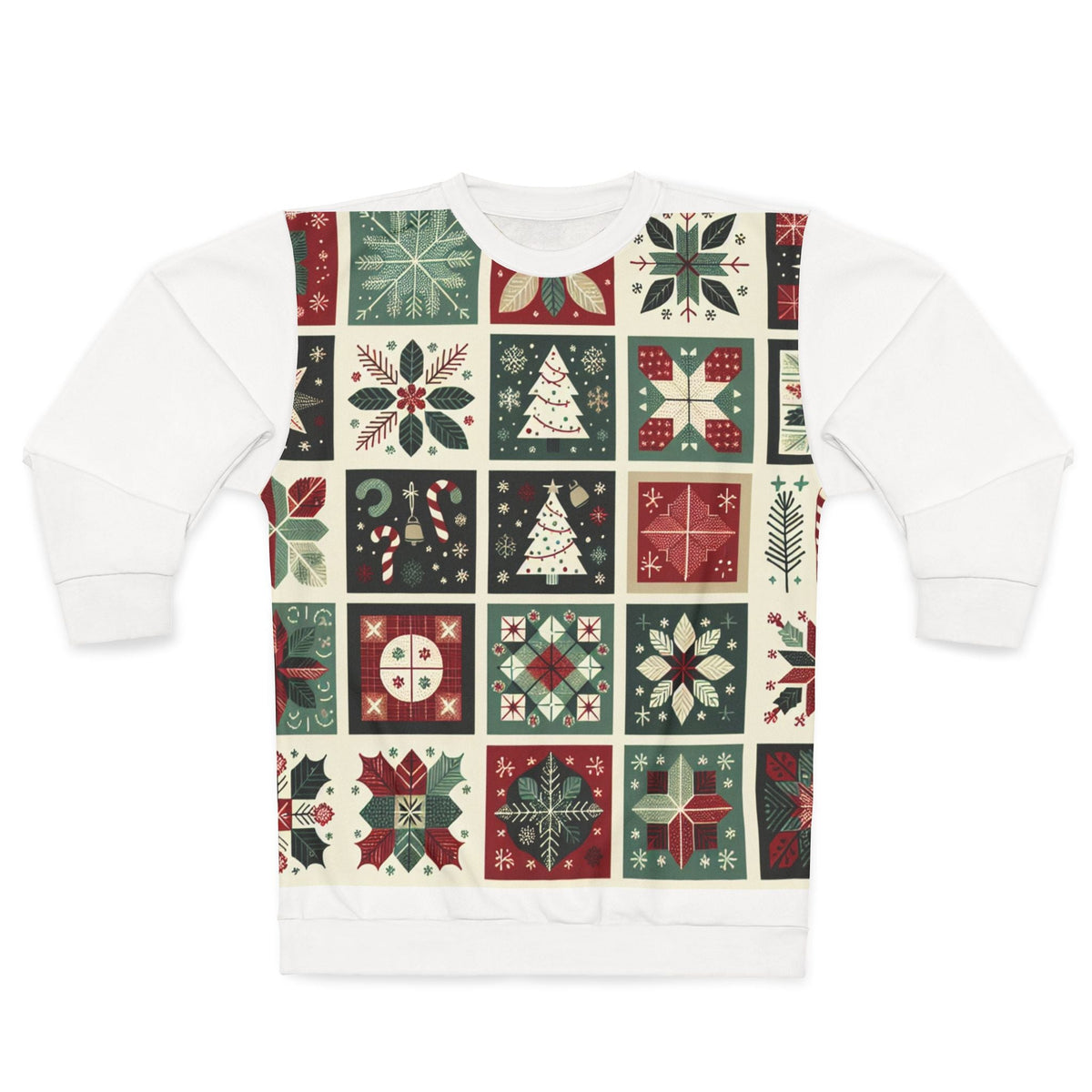 3D Quilt Pattern Christmas Sweatshirt Enchanted Yuletide XS