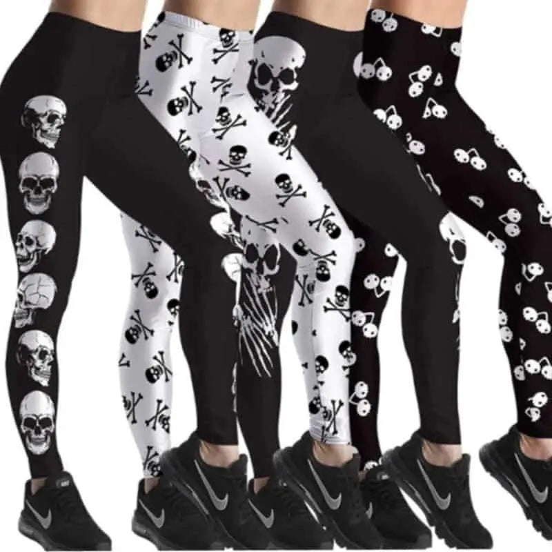3D Skull Pattern Leggings Vintage Style Activewear