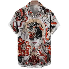 3D Tiger Graphic Animal Elements Print Shirts Short Sleeve