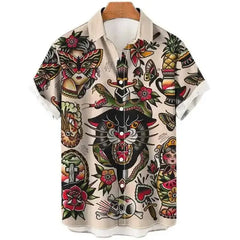3D Tiger Graphic Animal Elements Print Short Sleeve Shirt