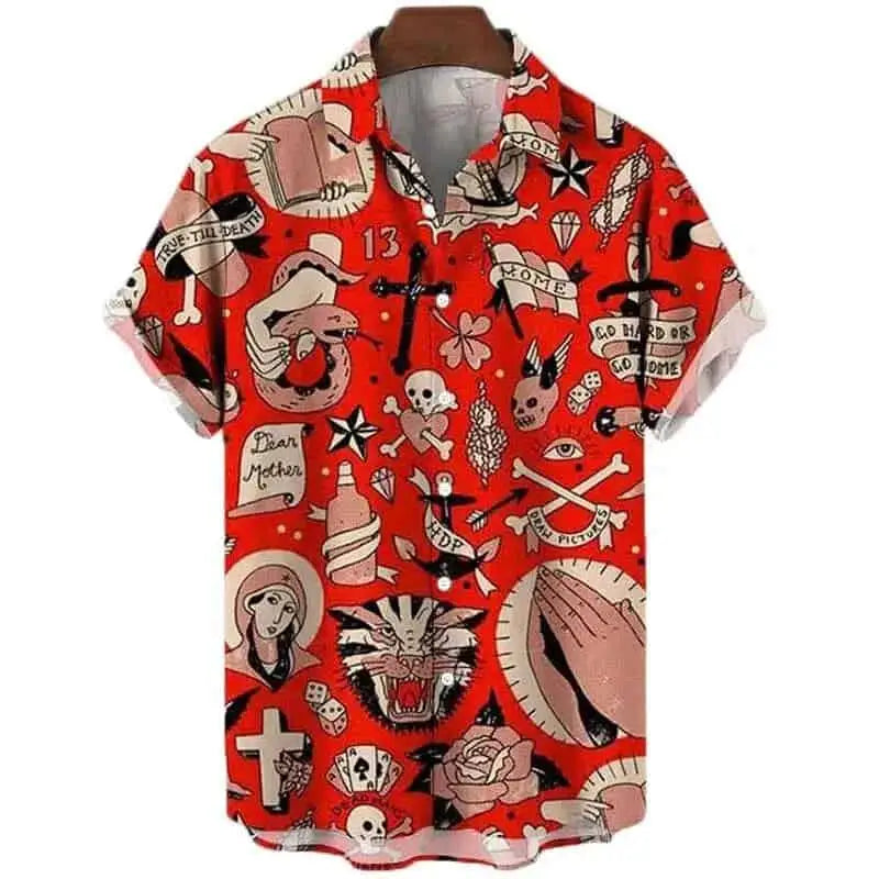 3D Tiger Graphic Animal Elements Print Short Sleeve Shirt