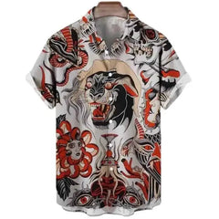 3D Tiger Graphic Animal Elements Print Short Sleeve Shirt