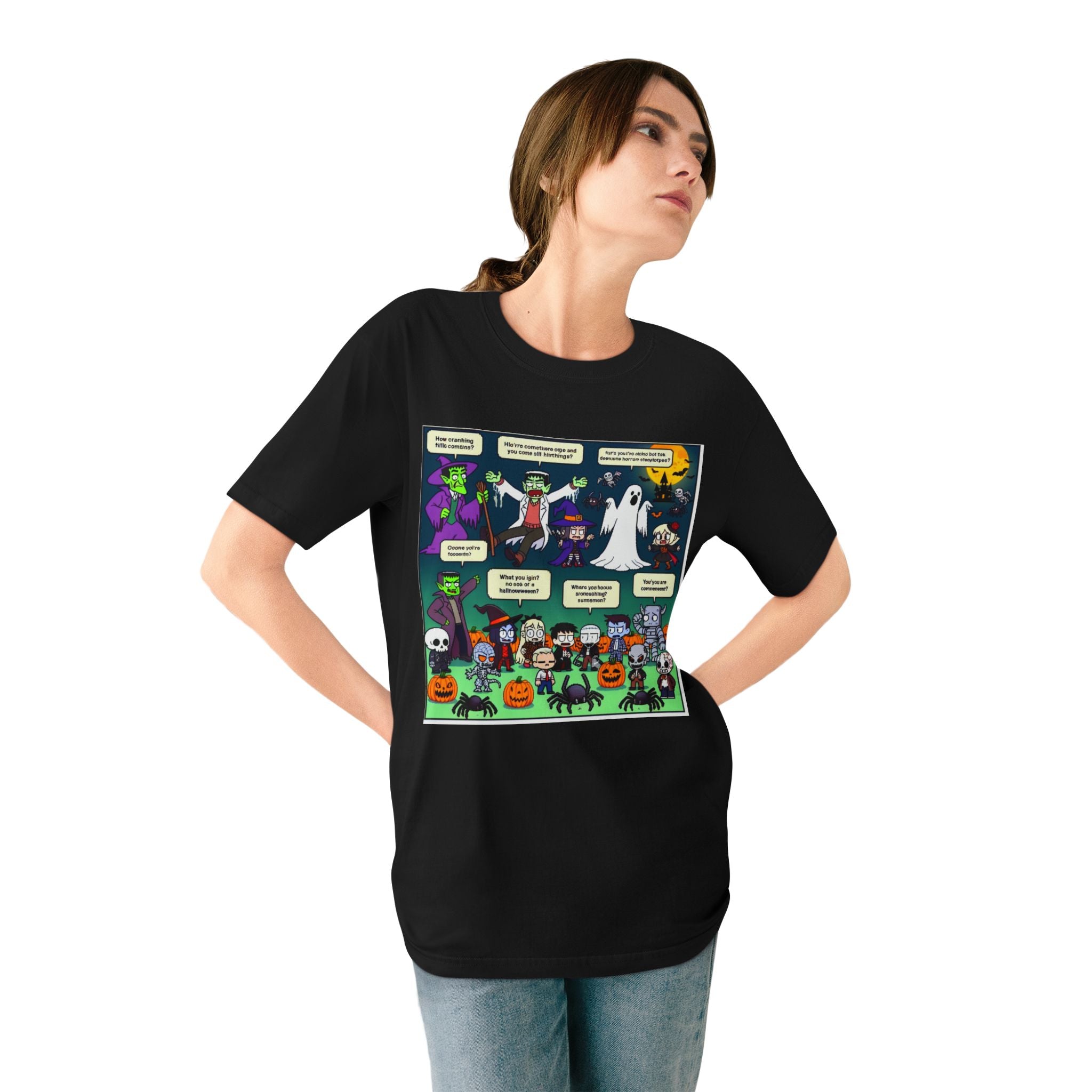 "Whimsical Bewitchment: Classic Halloween Icons T-Shirt"