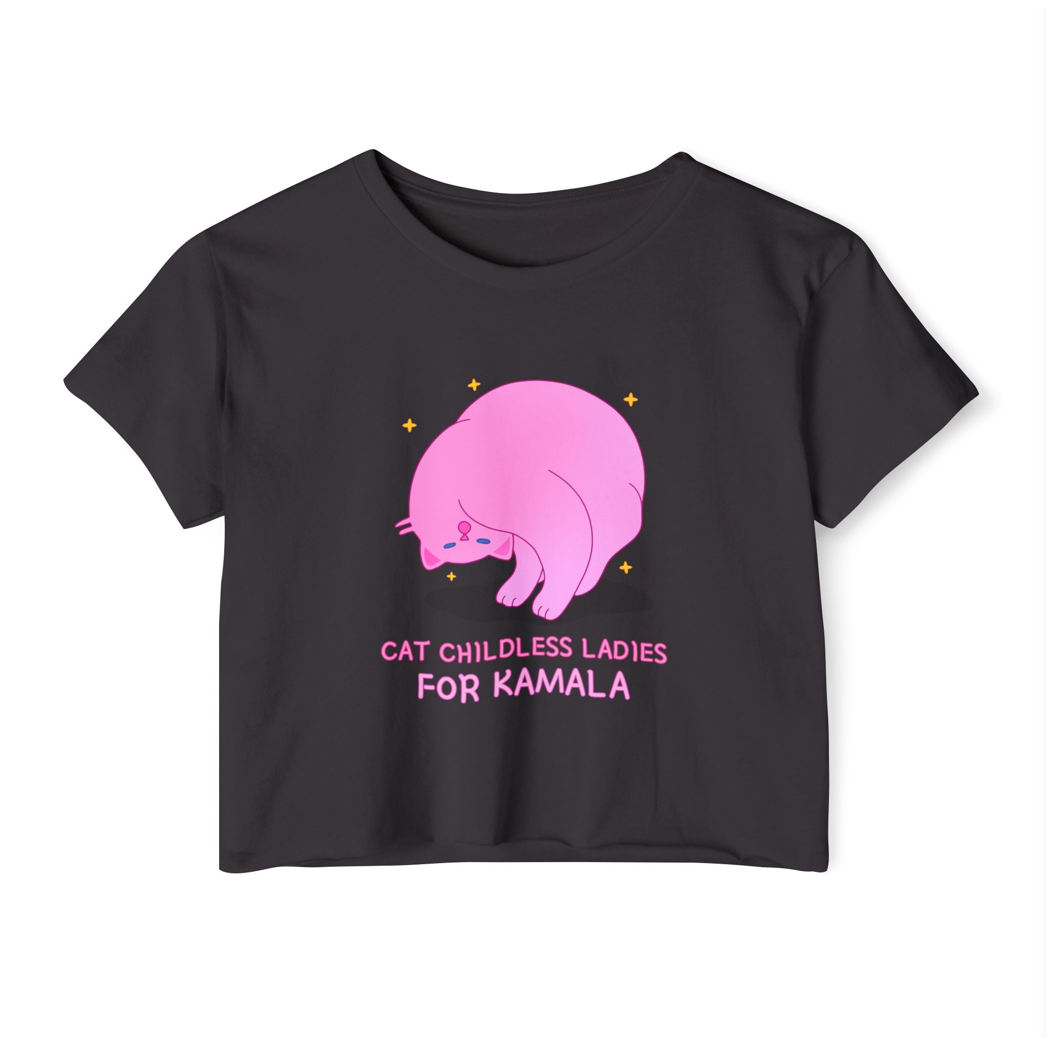 Cat Childless Ladies For Kamala Round Neck Cropped T Shirt