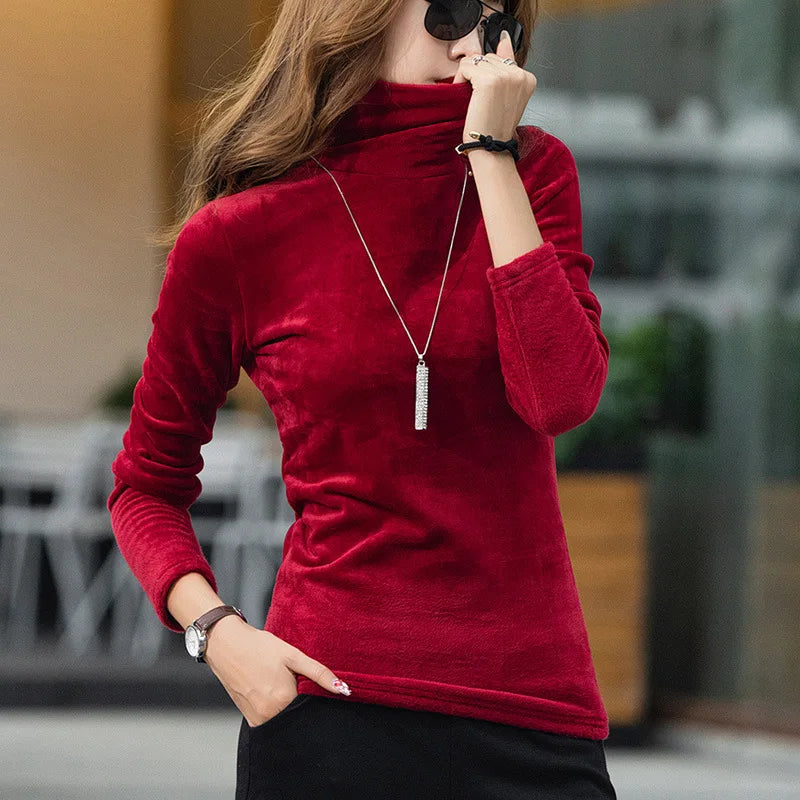 Turtleneck Velvet Pullover Long Sleeve Sweatshirts