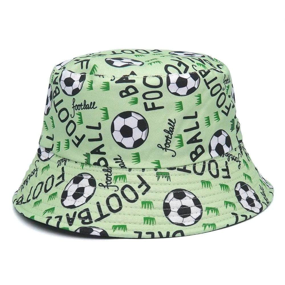 Reversible Bucket Hats With Football Flags Print