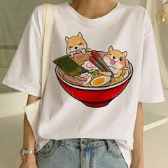 Cute Shiba Inu Print Oversized T-shirt
