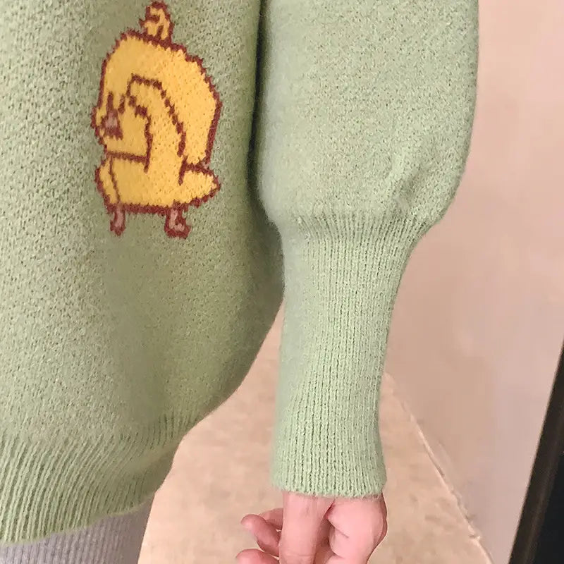 Bird Cartoon Loose Sweater