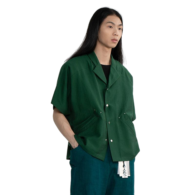 Solid Color Short-Sleeve Shirt - Green / S - Shirts