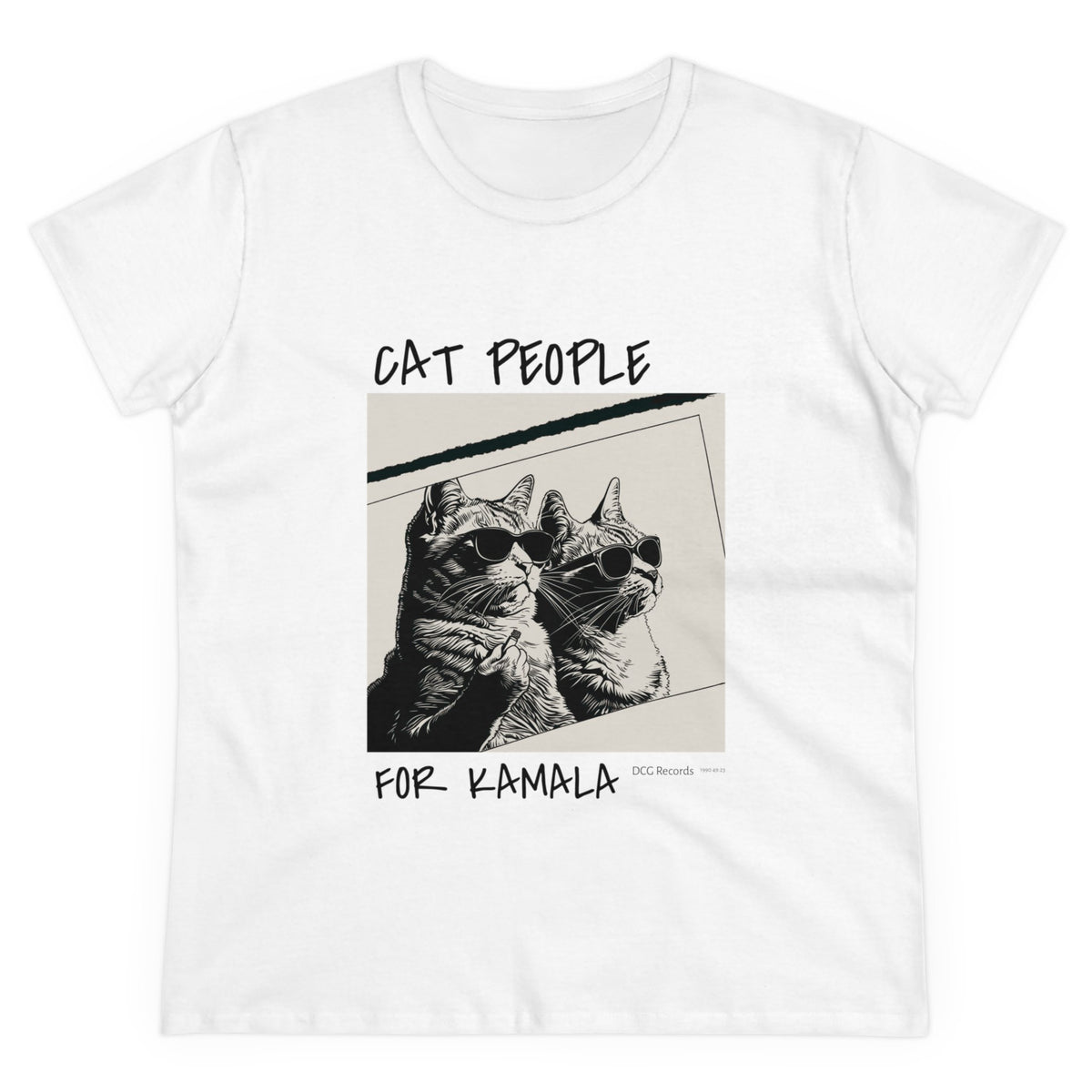 Cat People For Kamala Round Neck Short Sleeve TShirt