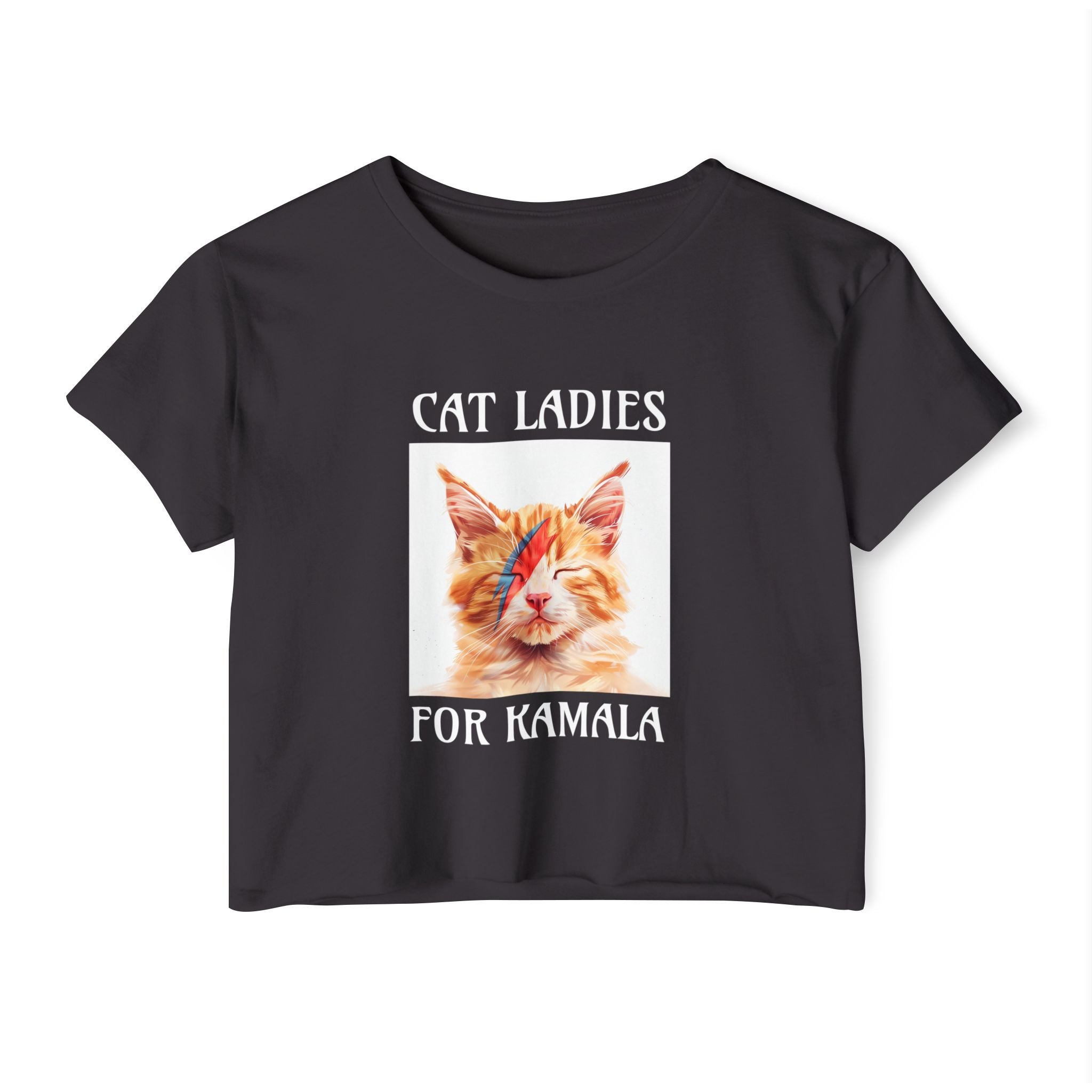 Cat Ladies For Kamala Round Neck Cropped T Shirt