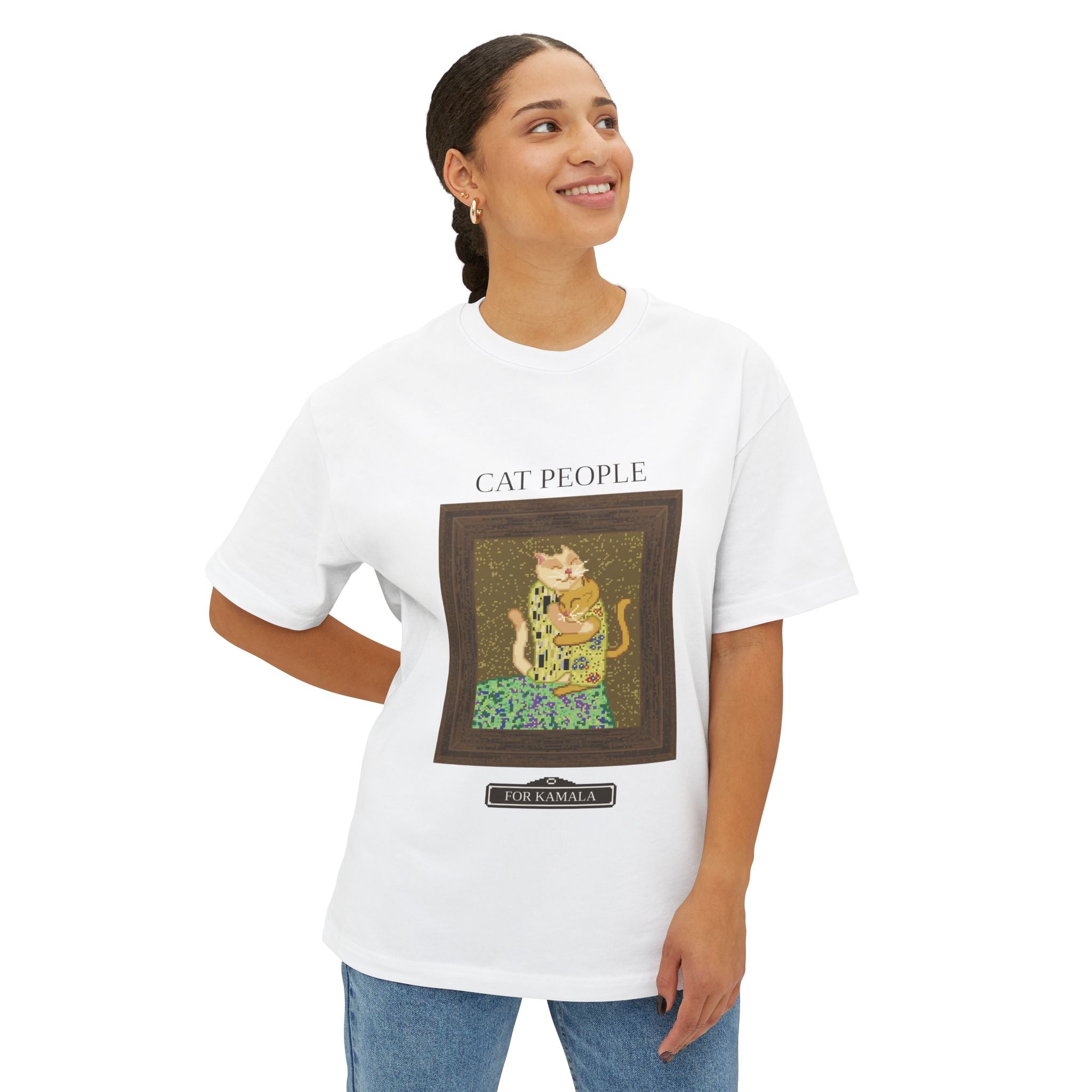 Cat People For Kamala O Neck Oversized Short Sleeve TShirt