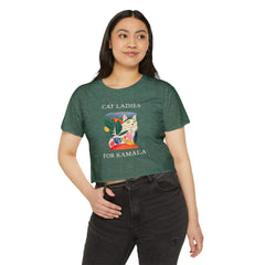 Cat  Ladies For Kamala O Neck Crop TShirt