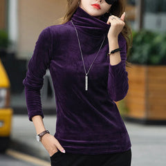 Turtleneck Velvet Pullover Long Sleeve Sweatshirts