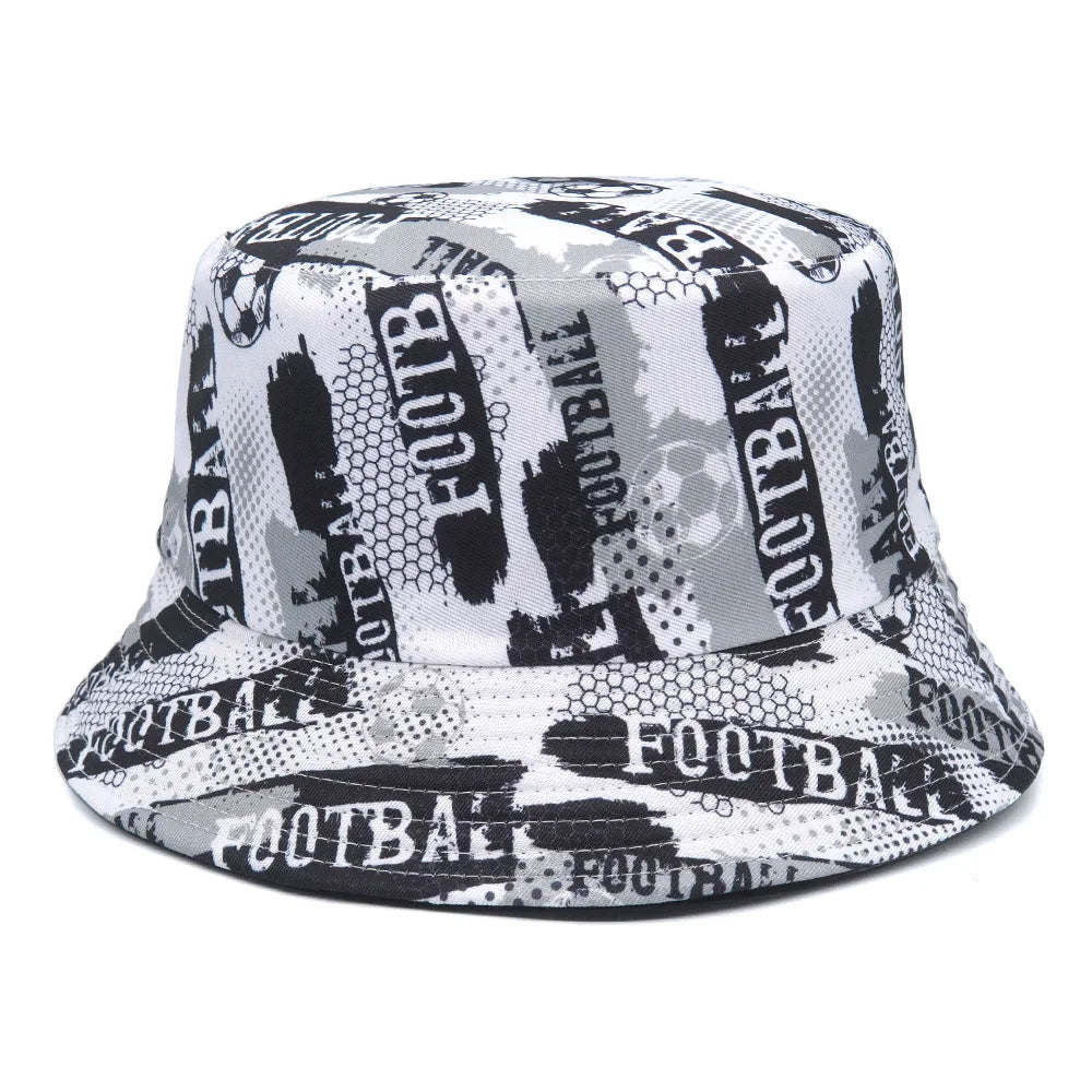 Reversible Bucket Hats With Football Flags Print