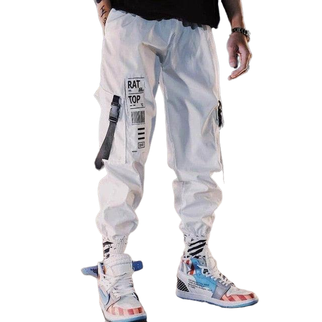 Black and White Cargo Pants - S