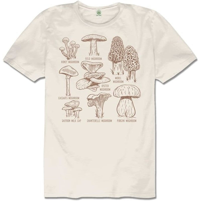 Mushroom Botanical Organic Vintage T-Shirt - Beige / XS