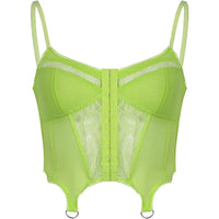 Thumbnail for Green Color Spaghetti Strap Push Up Crop Corset