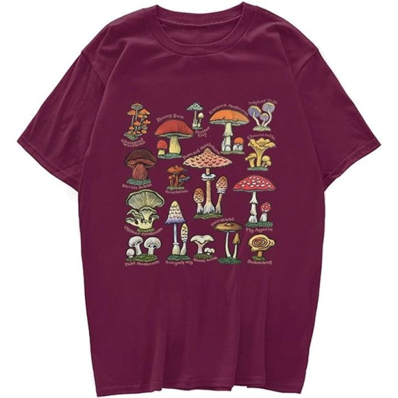 Mushroom Oversize T-Shirt - Wine / XS