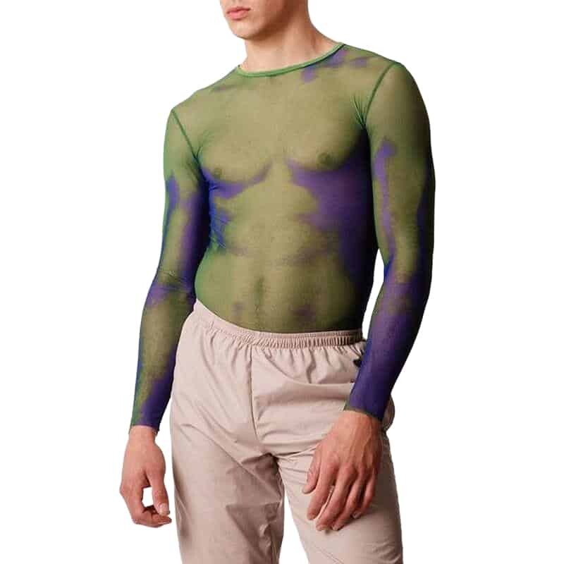 See-through Long Sleeves Base Sweatshirt - Green / L