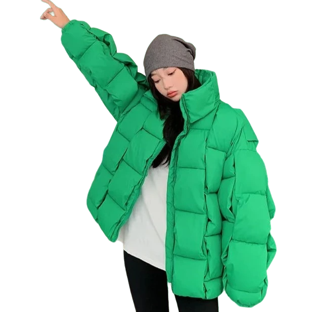Three-Dimensional Plaid Jacket - Green / S - Jackets
