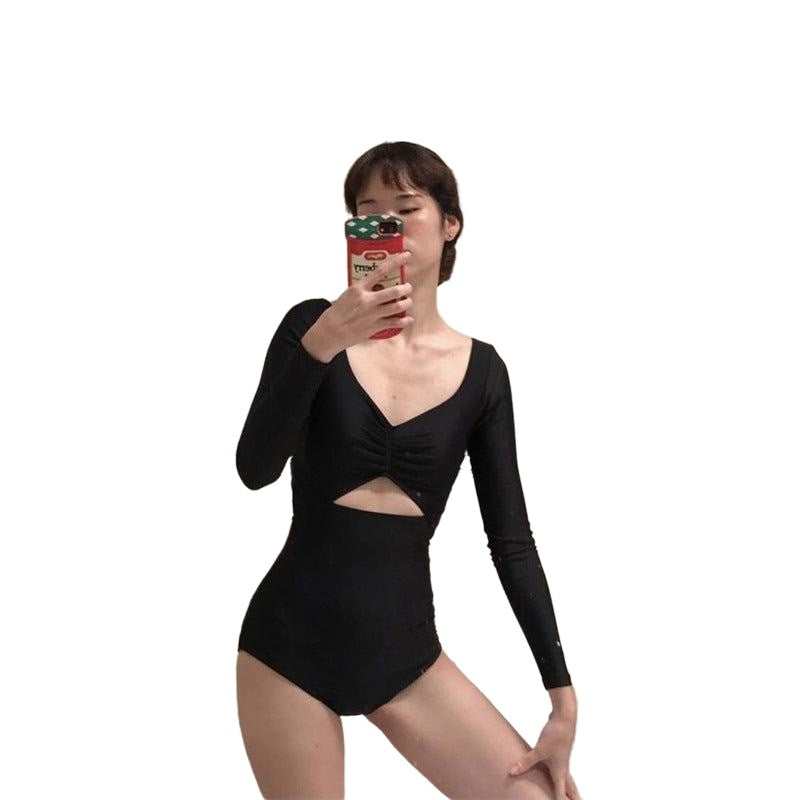 Black Hot Sleeve Swimsuits - M