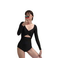 Thumbnail for Black Hot Sleeve Swimsuits - M