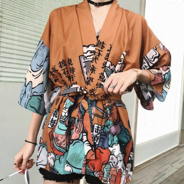 Japanese Traditional Kimono - Brown / One Size - KIMONO