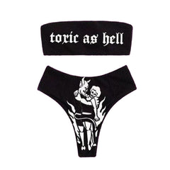 Toxic as Hell Strapless Bikini Set - Black / S
