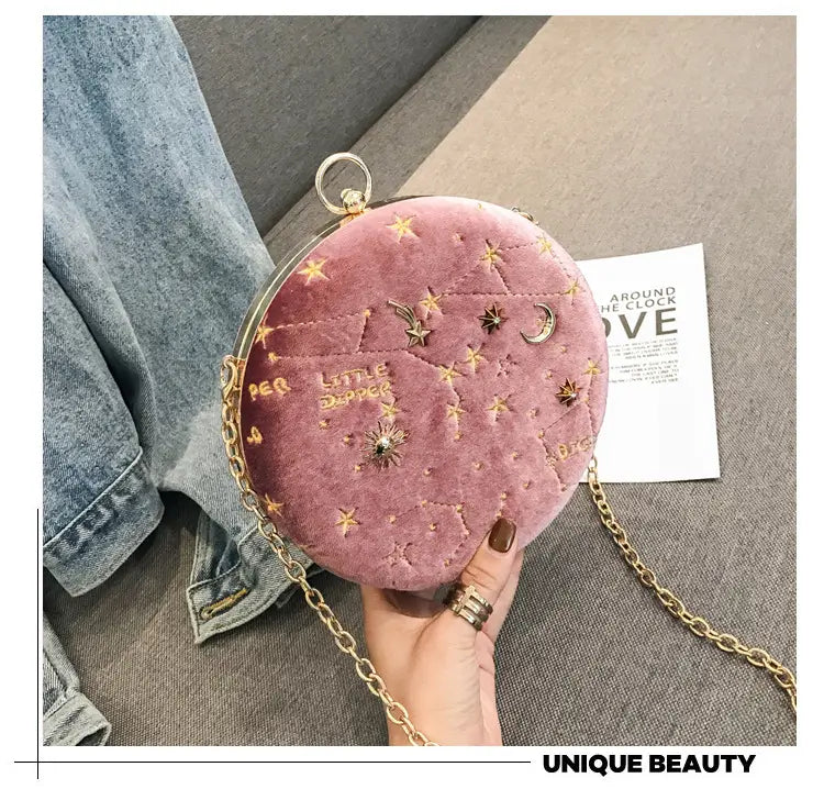 Galaxy Moon Suede Zipper Bag