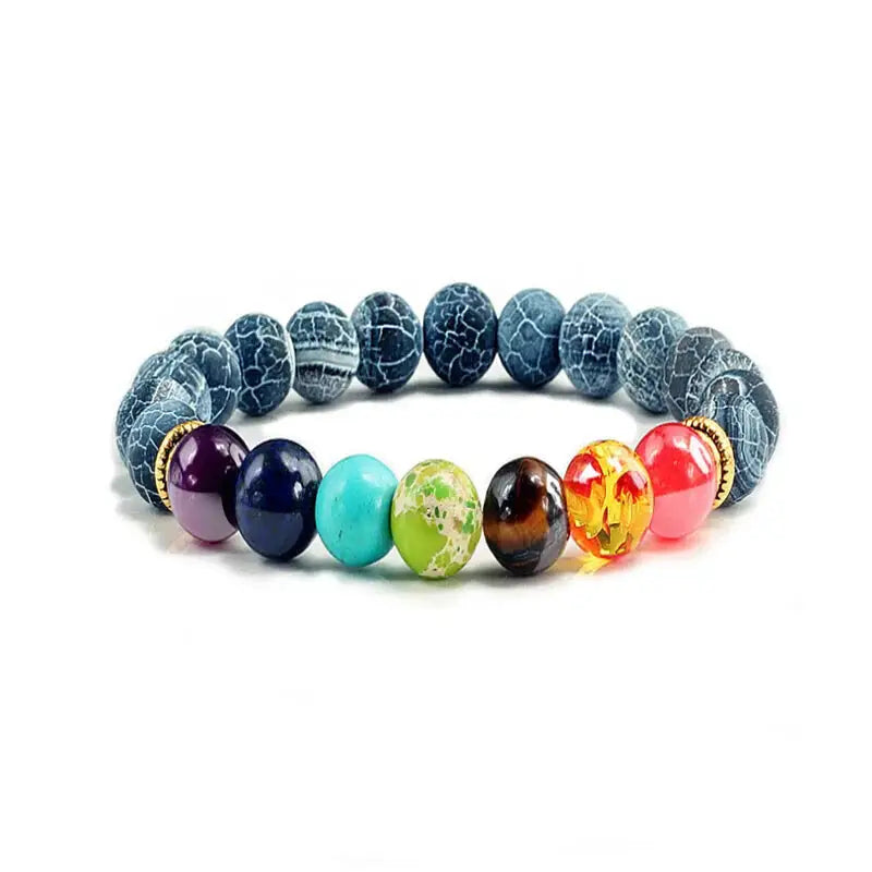 7 Chakra Natural Stone Bracelet for Energy Balance Black