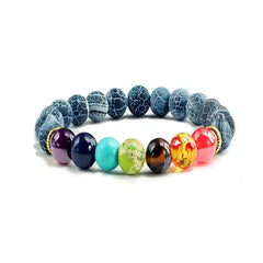 7 Chakra Natural Stone Bracelet for Energy Balance Black