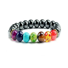 7 Chakra Natural Stone Bracelet for Energy Balance Magnetite