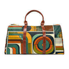 70s Retro Pattern Travel Bag in Avocado Green and Burnt