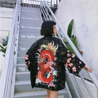 Thumbnail for Japanese Dragon Sakuras Kimono - KIMONO