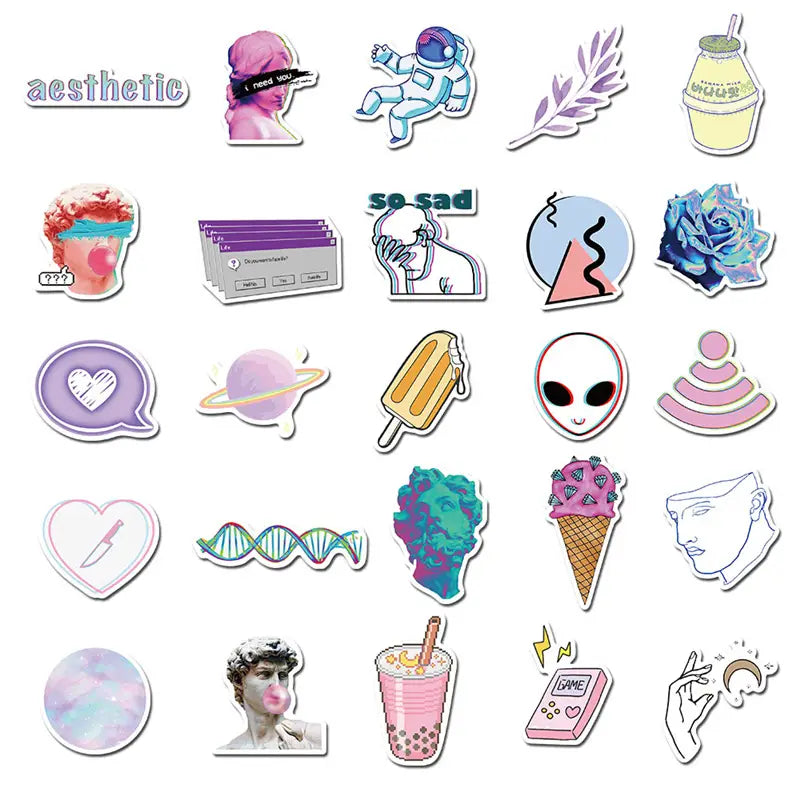 Vaporwave 50 Stickers Waterproof