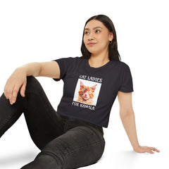 Cat Ladies For Kamala Round Neck Cropped T Shirt