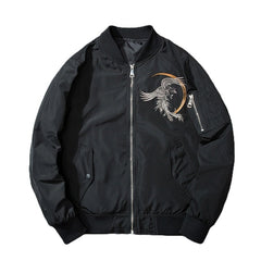 Phoenix and Cherry Blossoms Embroidered Bomber Jacket