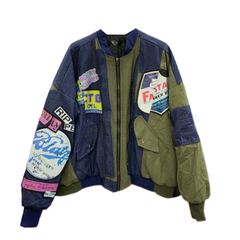 80’s Lettering Party Japan Style Jacket - ArmyGreen / One